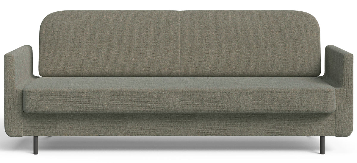 Dreisitziges ausklappbares Sofa Ovelio in Salbeigrün, hydrophober Chenille-Stoff