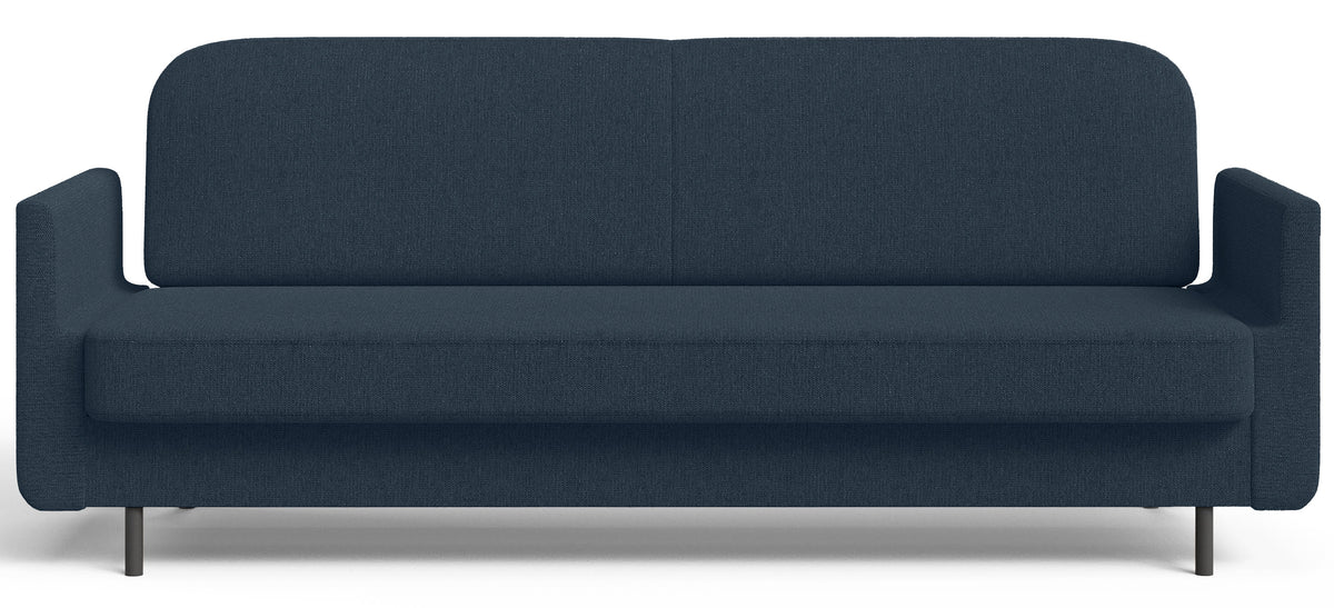 Dreisitziges ausklappbares Sofa Ovelio, marineblauer Chenille-Stoff, wasserabweisend