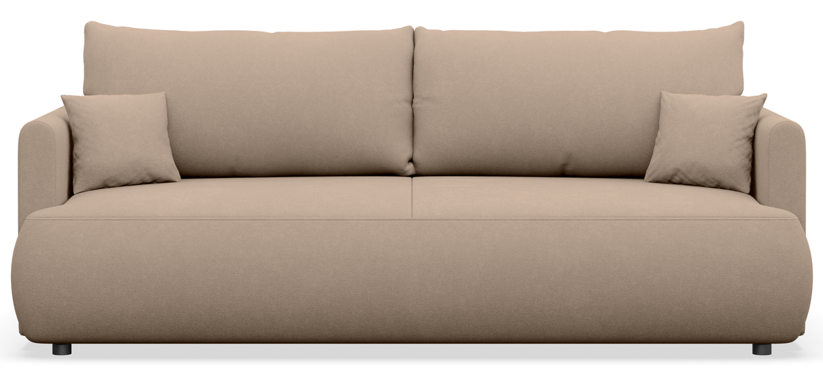 Dreisitziges ausklappbares Sofa Ovo Mini mit Stauraum, beige Chenille, leicht zu reinigen