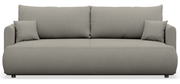 Canapé convertible 3 places Ovo mini avec coffre, tissu chenille gris clair facile à nettoyer
