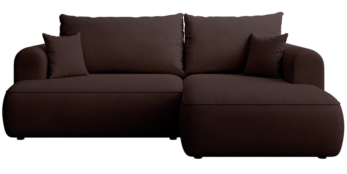 Canapé d'angle convertible Ovo mini en L, droit, en chenille marron facile à nettoyer