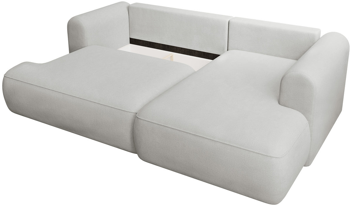 Canapé d'angle convertible Ovo mini en L, côté droit, en chenille gris clair facile à nettoyer