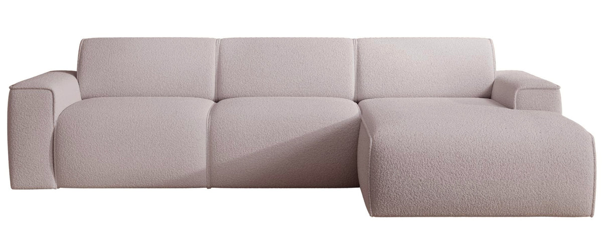 Canapé d'angle Bouvi en L, droit, beige boucle