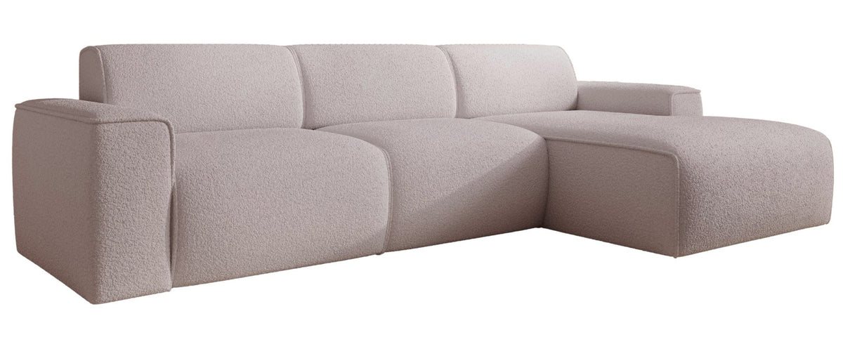 Canapé d'angle Bouvi en L, droit, beige boucle