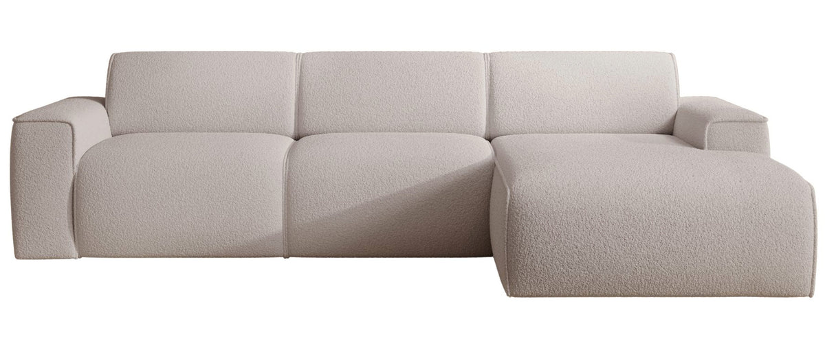 Canapé d’angle Bouvi en L, droit, beige clair boucle