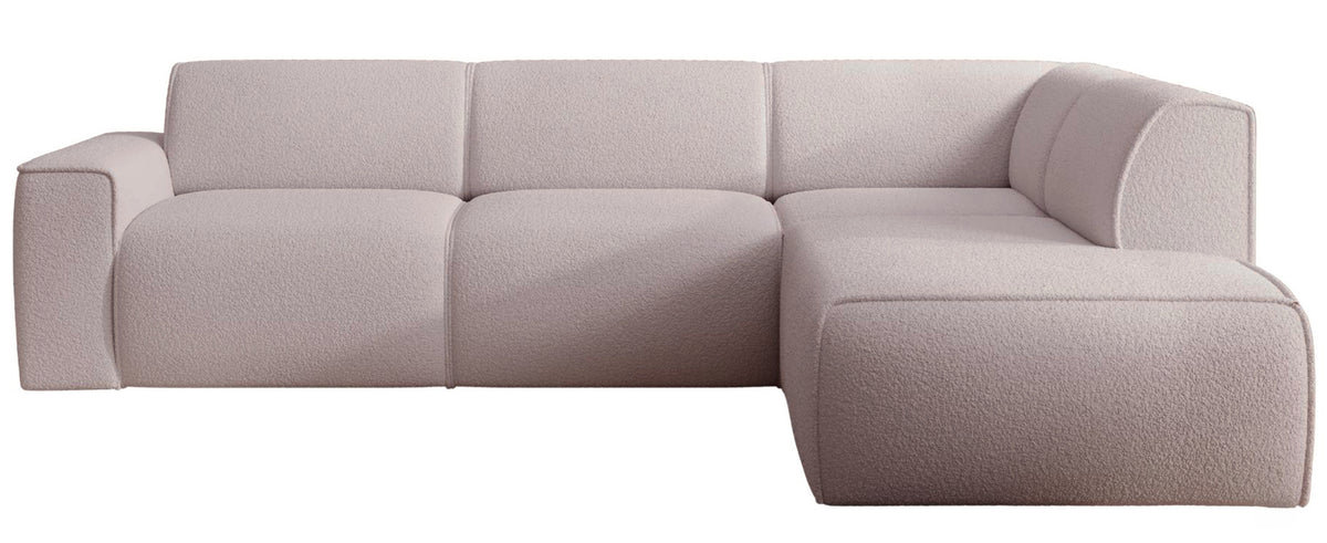 Canapé d'angle Bouvi en L avec accoudoir droit, beige boucle