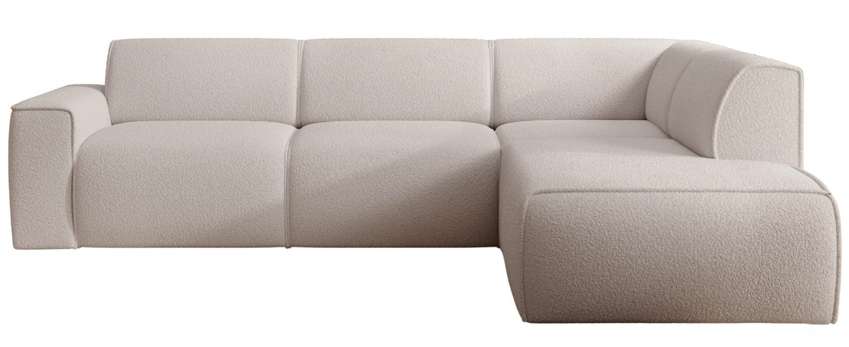 Canapé d’angle Bouvi en L avec accoudoir droit, boucle beige clair