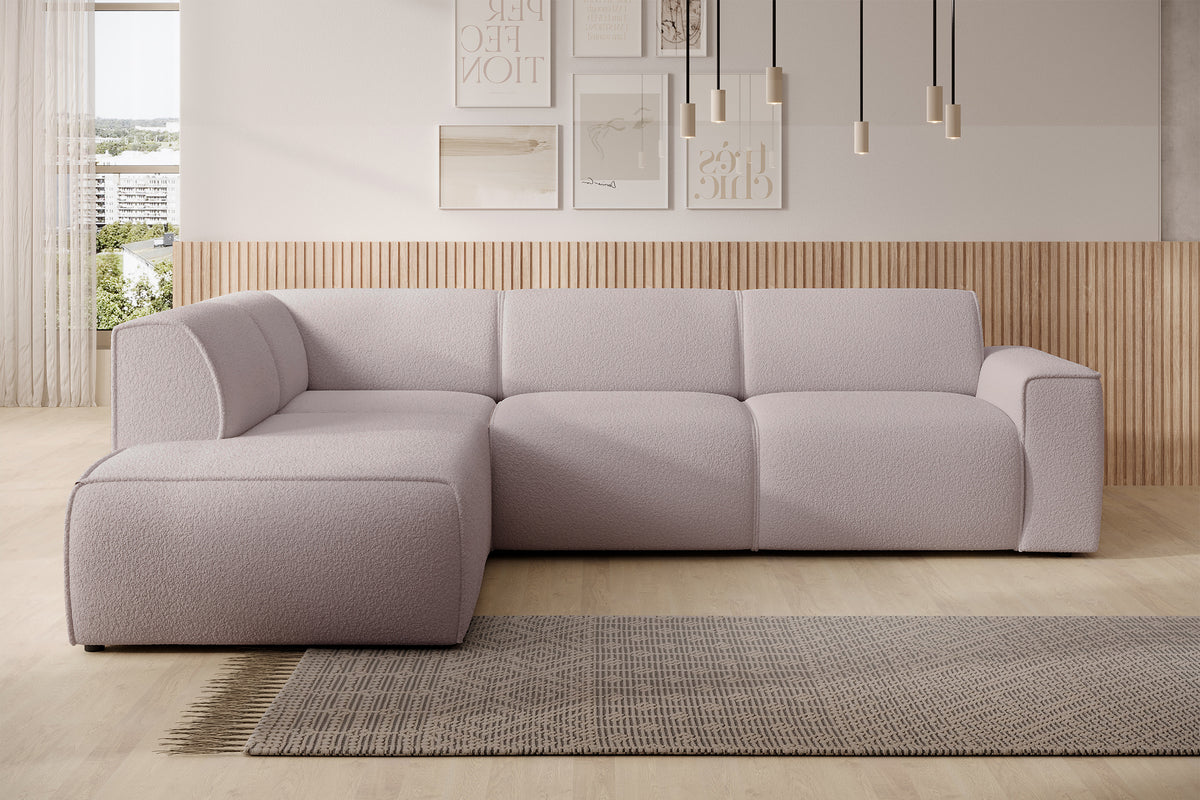 Canapé d’angle Bouvi en L avec accoudoir gauche, beige bouclé