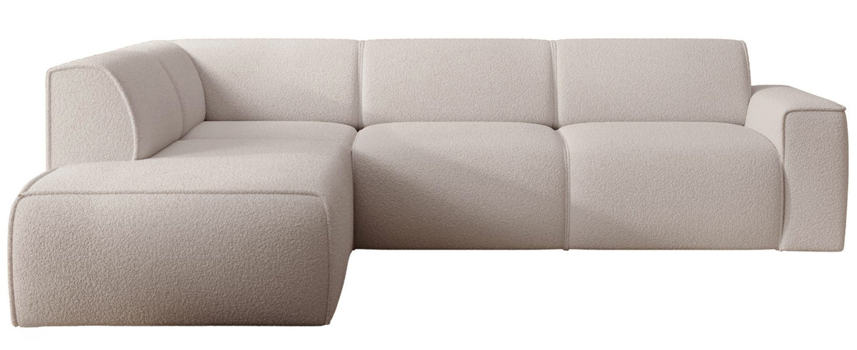 Canapé d'angle Bouvi en L avec accoudoir gauche, bouclé beige clair
