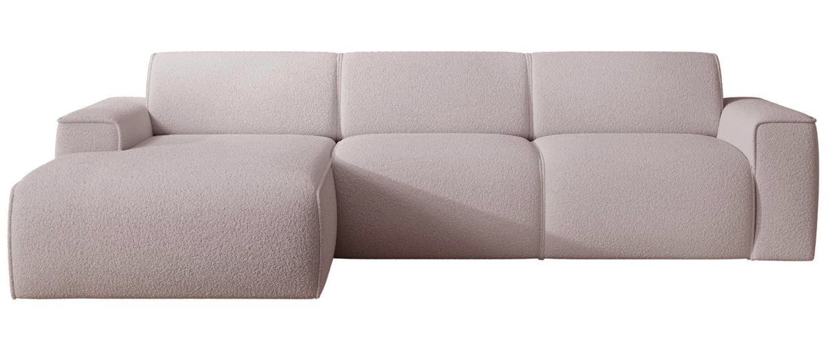 Canapé d'angle Bouvi en boucle beige, configuration gauche