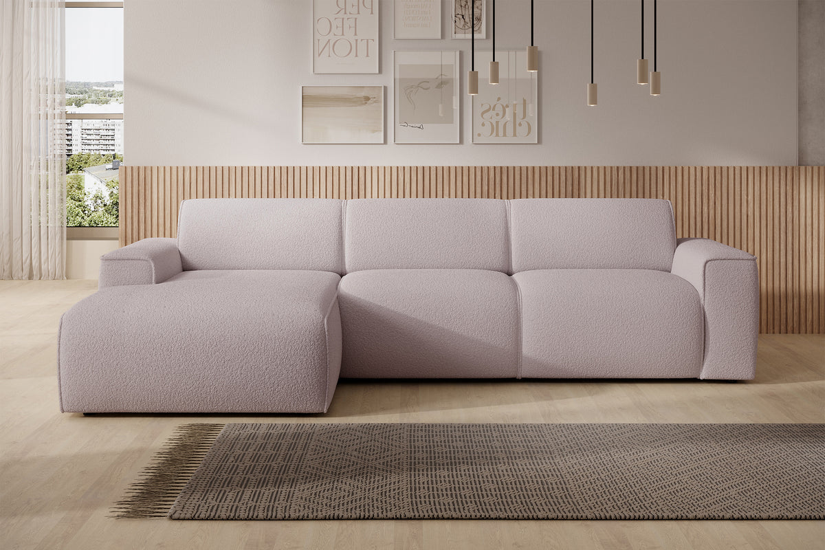 Canapé d'angle Bouvi en boucle beige, configuration gauche