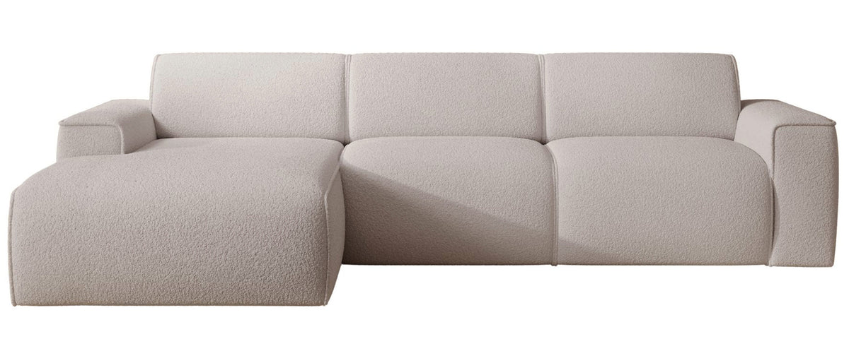 Canapé d'angle Bouvi en L, côté gauche, bouclé beige clair