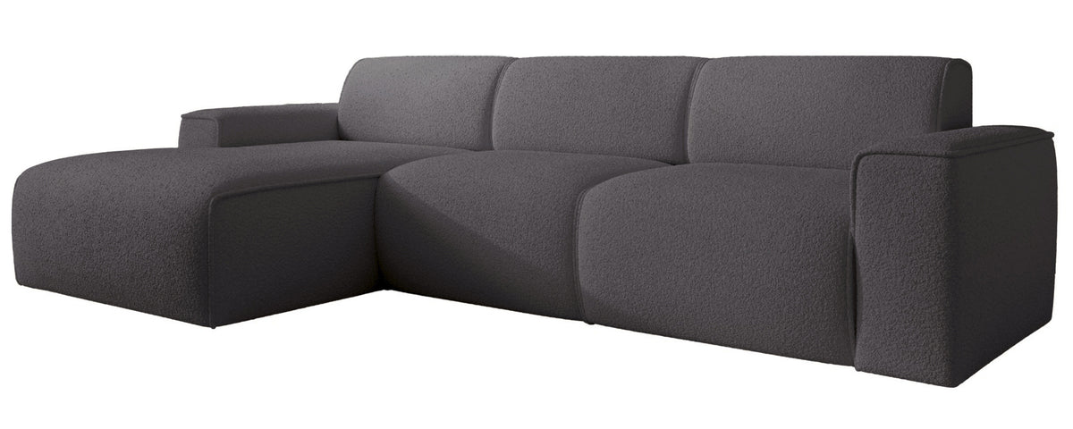 Ecksofa Bouvi L-förmig linksseitig dunkelgrauer Bouclé