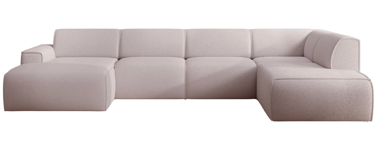 Canapé d'angle Bouvi en U, côté droit, beige boucle