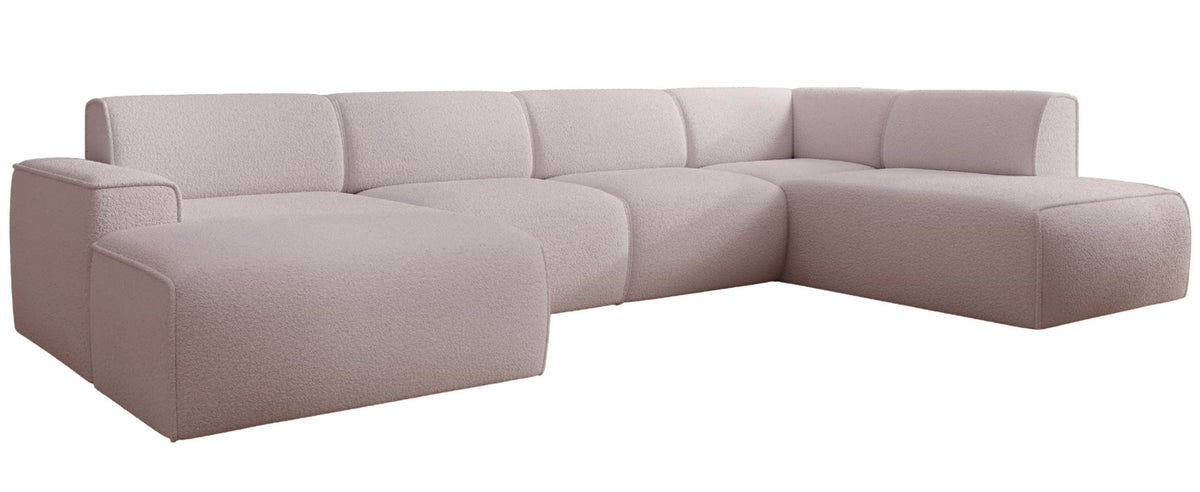 Canapé d'angle Bouvi en U, côté droit, beige boucle