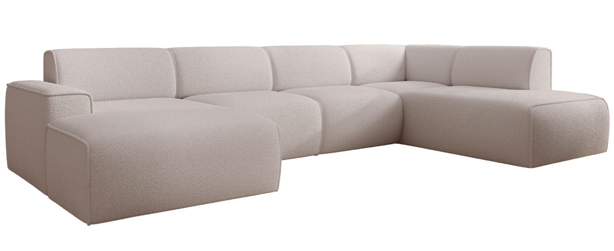 Ecksofa Bouvi U-förmig rechtsseitig hellbeige Bouclé