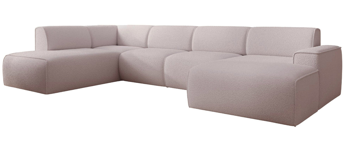 Canapé d'angle Bouvi en U, gauche, beige boucle