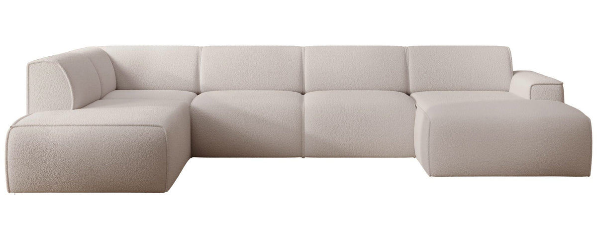 Canapé d'angle Bouvi en U, côté gauche, boucle beige clair