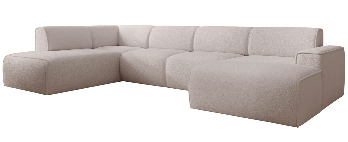 Ecksofa Bouvi U-förmig linksseitig hellbeige Bouclé