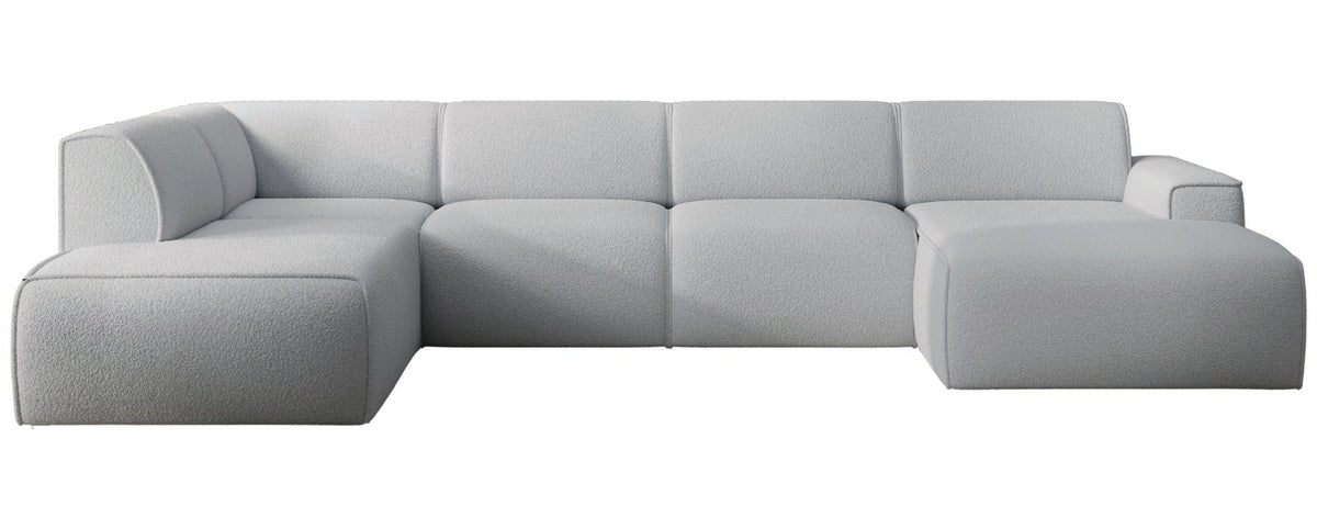 Canapé d'angle Bouvi en U, gauche, bouclé gris clair