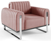 Fauteuil baquet Parissa velours rose pieds chromés