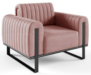 Fauteuil baquet Parissa velours rose pieds noirs