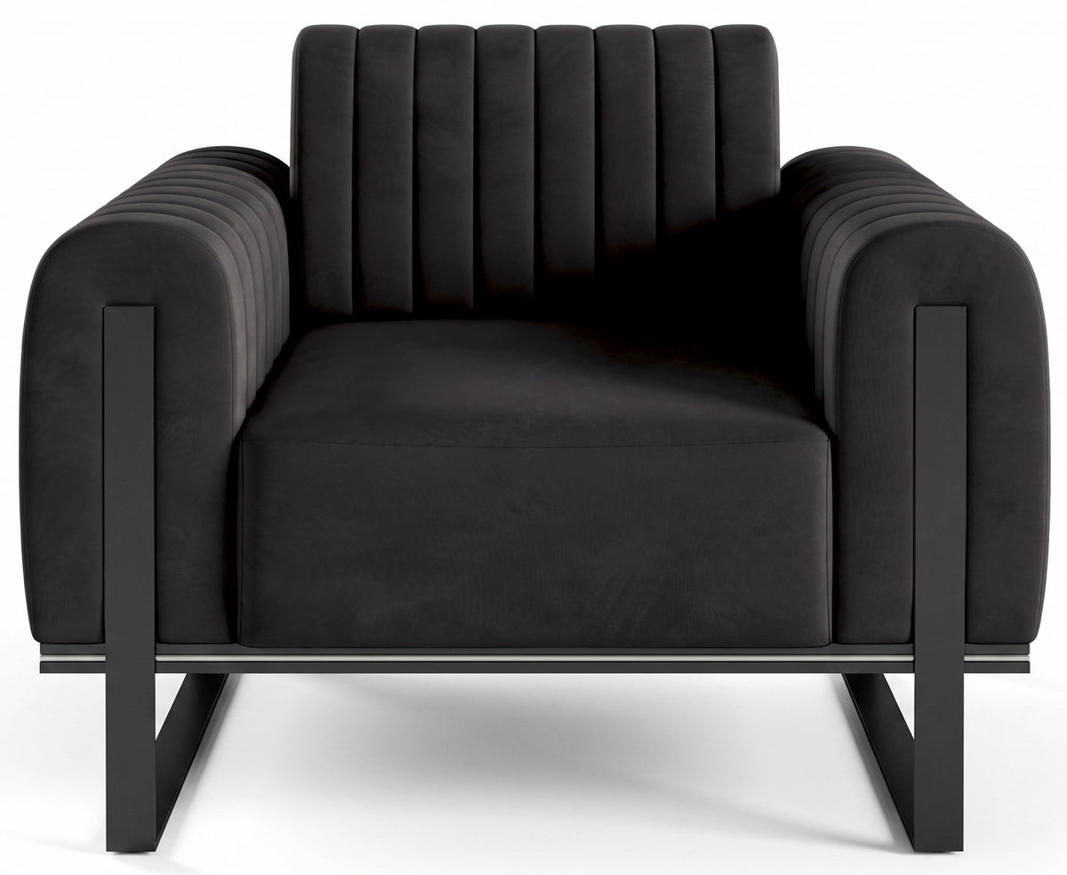 Parissa Schalensitzstuhl schwarz Samt schwarze Beine