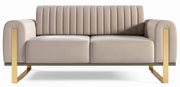 Canapé 2 places Parissa velours beige clair pieds dorés