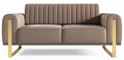 Canapé 2 places Parissa beige velours pieds dorés