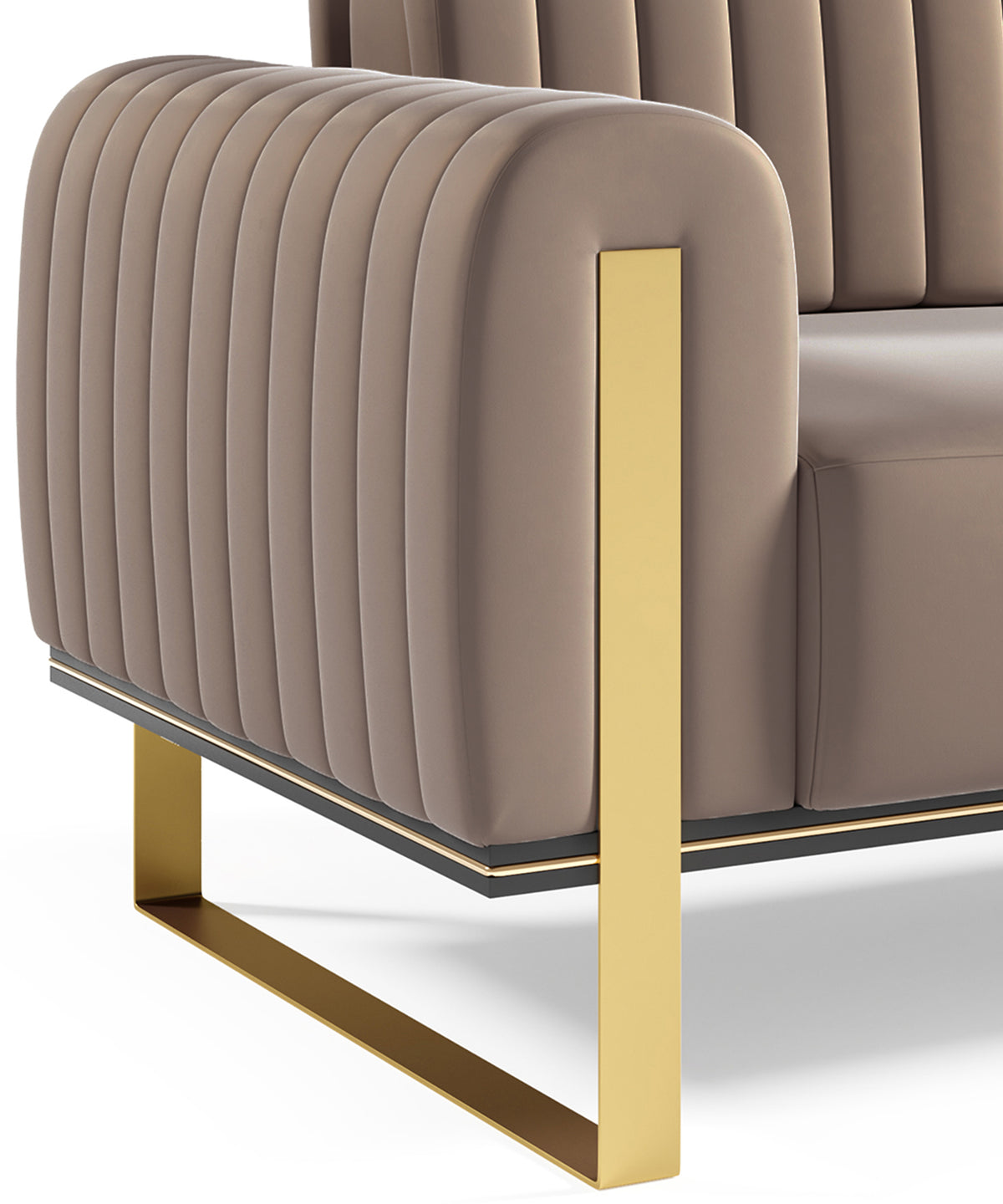 Canapé 2 places Parissa beige velours pieds dorés