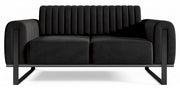 Canapé 2 places Parissa velours noir pieds noirs