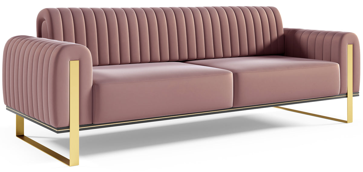 Dreisitziges Sofa Parissa aus rosa Velours