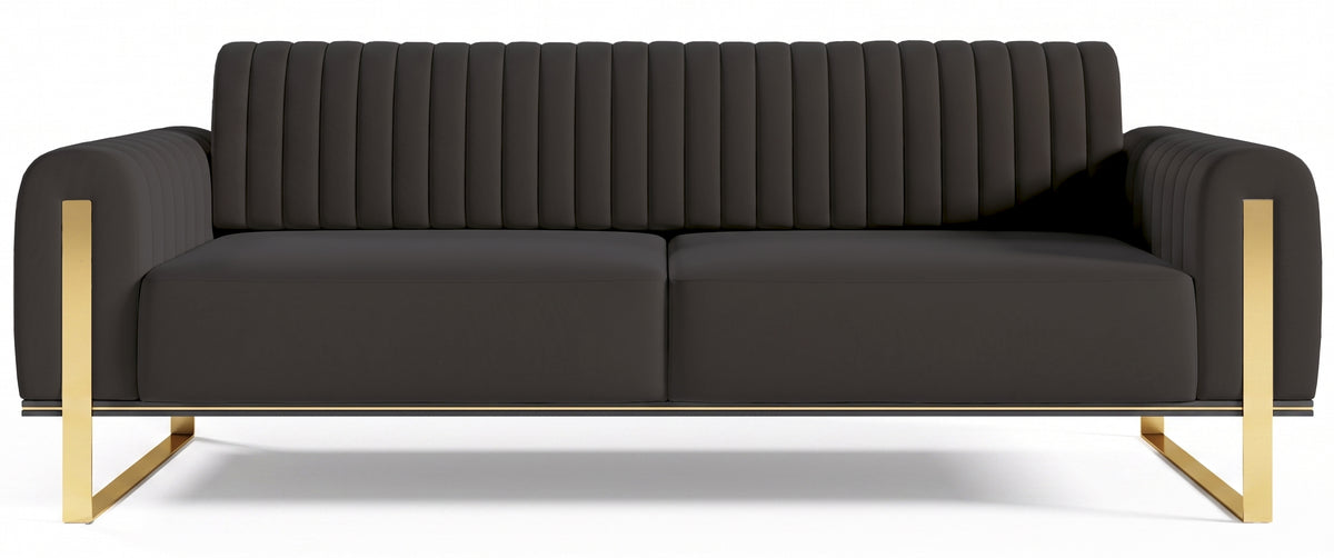 Dreisitziges Sofa Parissa aus dunkelgrauem Samtvelours