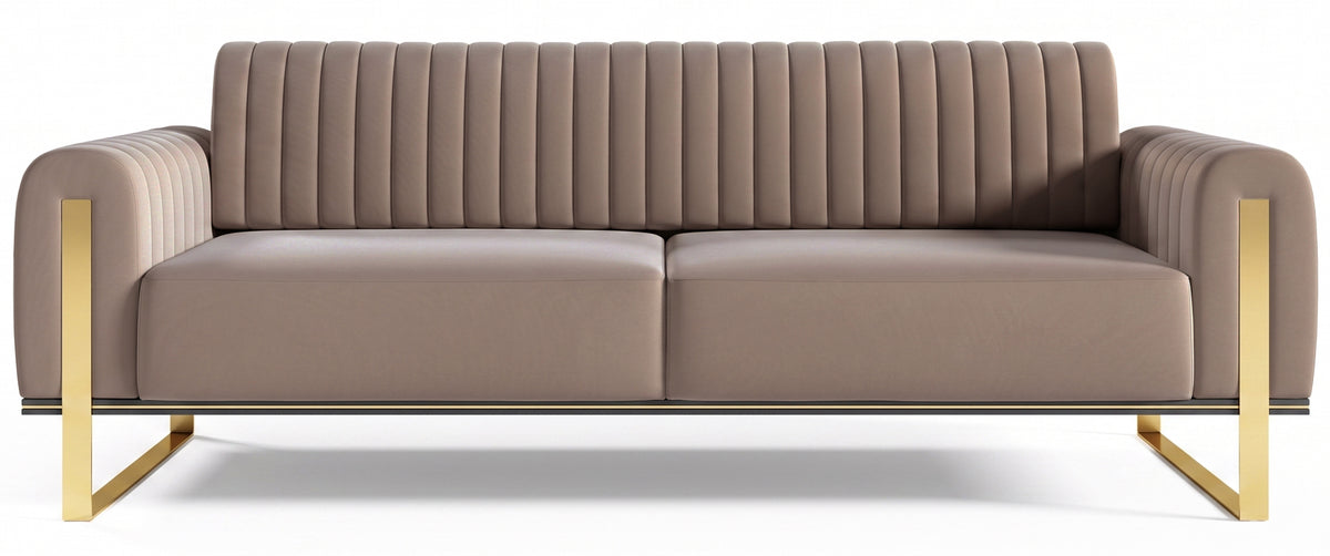 Dreiersofa Parissa aus braunem Samt