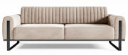 Canapé 3 places Parissa velours beige clair pieds noirs