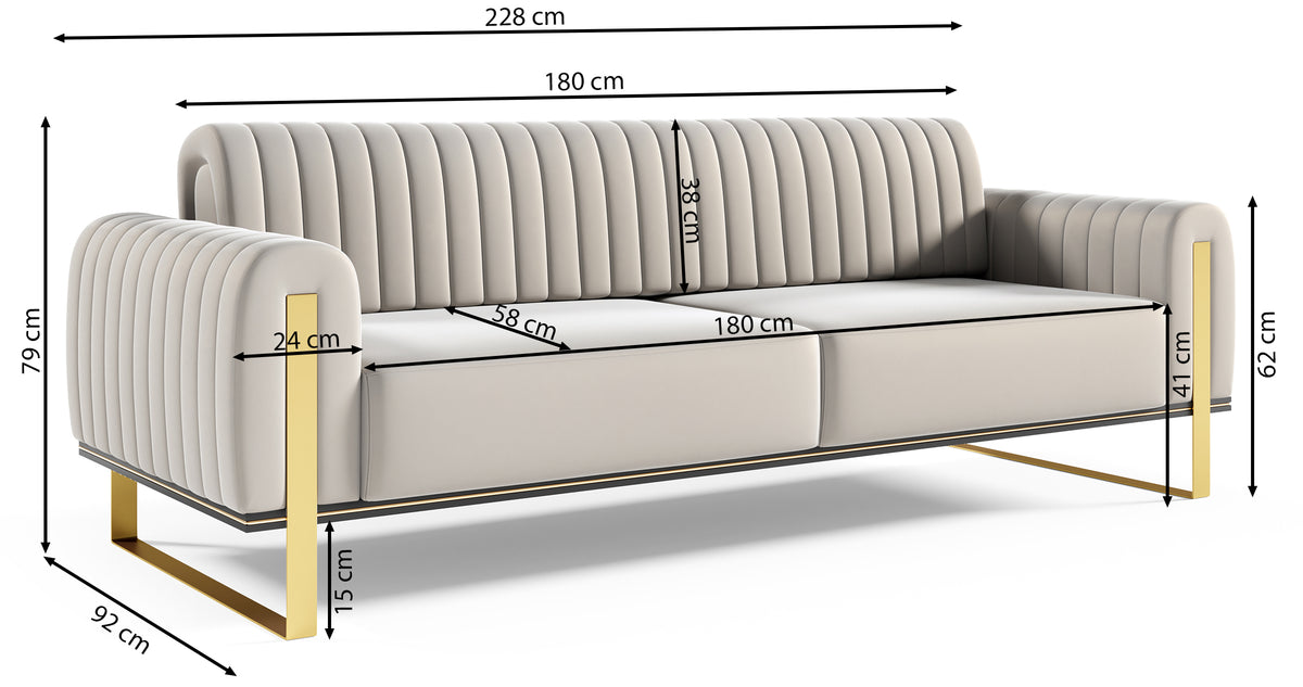 Drei-Sitzer-Sofa Parissa, beige, Samt