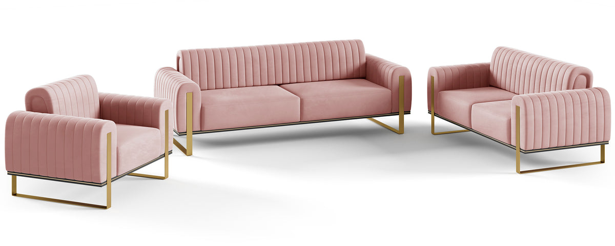 Parissa Schalensitz pinker Samt mit goldenen Beinen