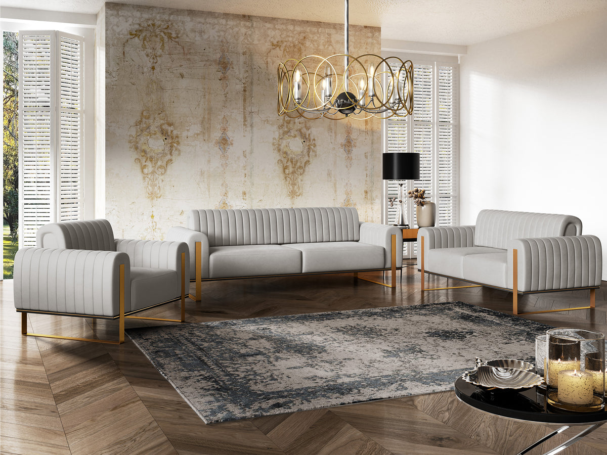 Zweisitziges Sofa Parissa in hellgrauem Samt