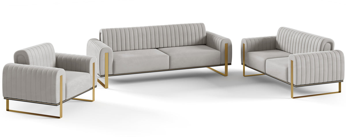 Zweisitziges Sofa Parissa in hellgrauem Samt