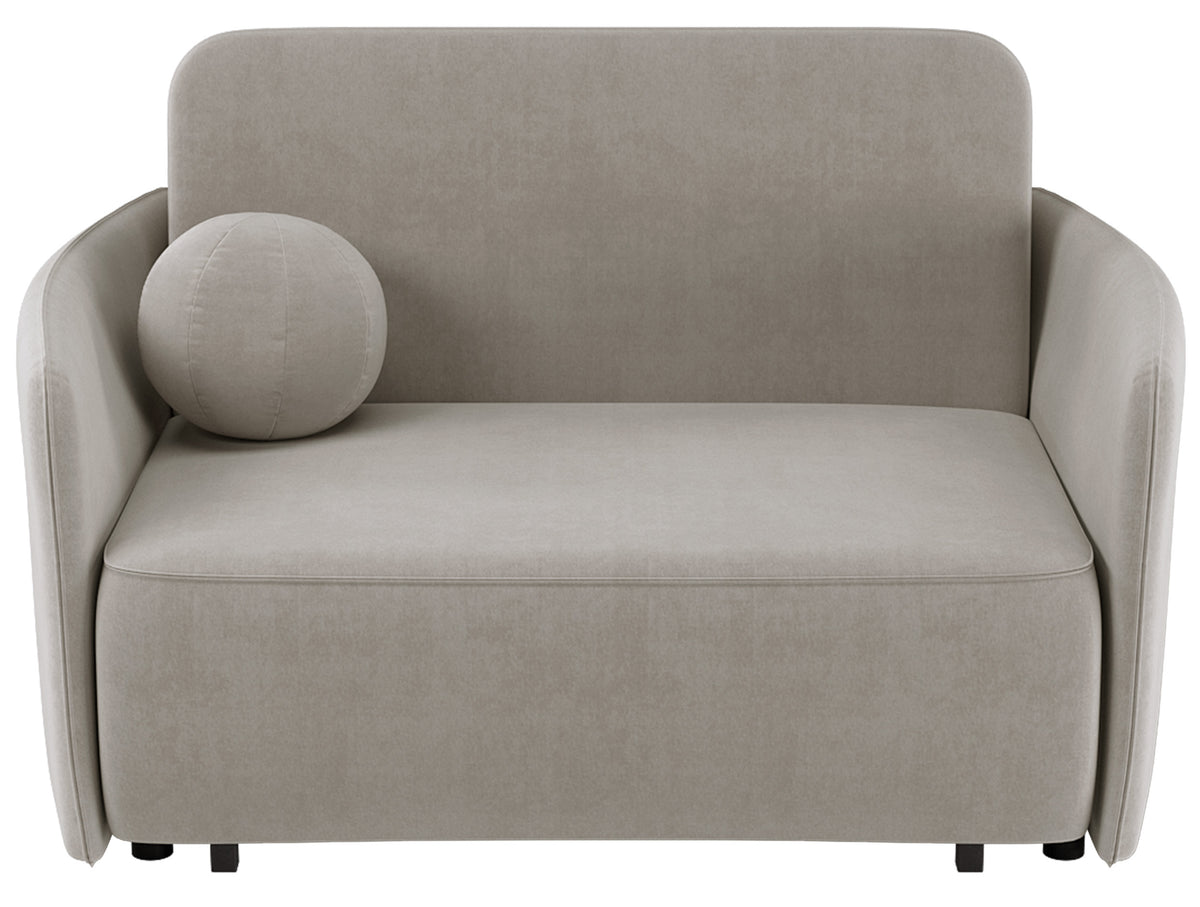 Zweisitziges ausklappbares Sofa Paxi 145 cm mit Stauraum, hellbeiger Chenille-Bezug