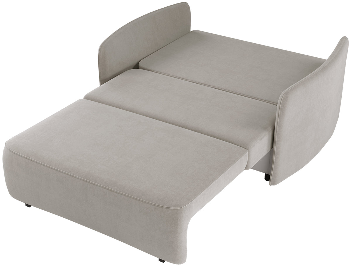 Canapé-lit deux places Paxi 145 cm avec coffre de rangement, chenille beige clair