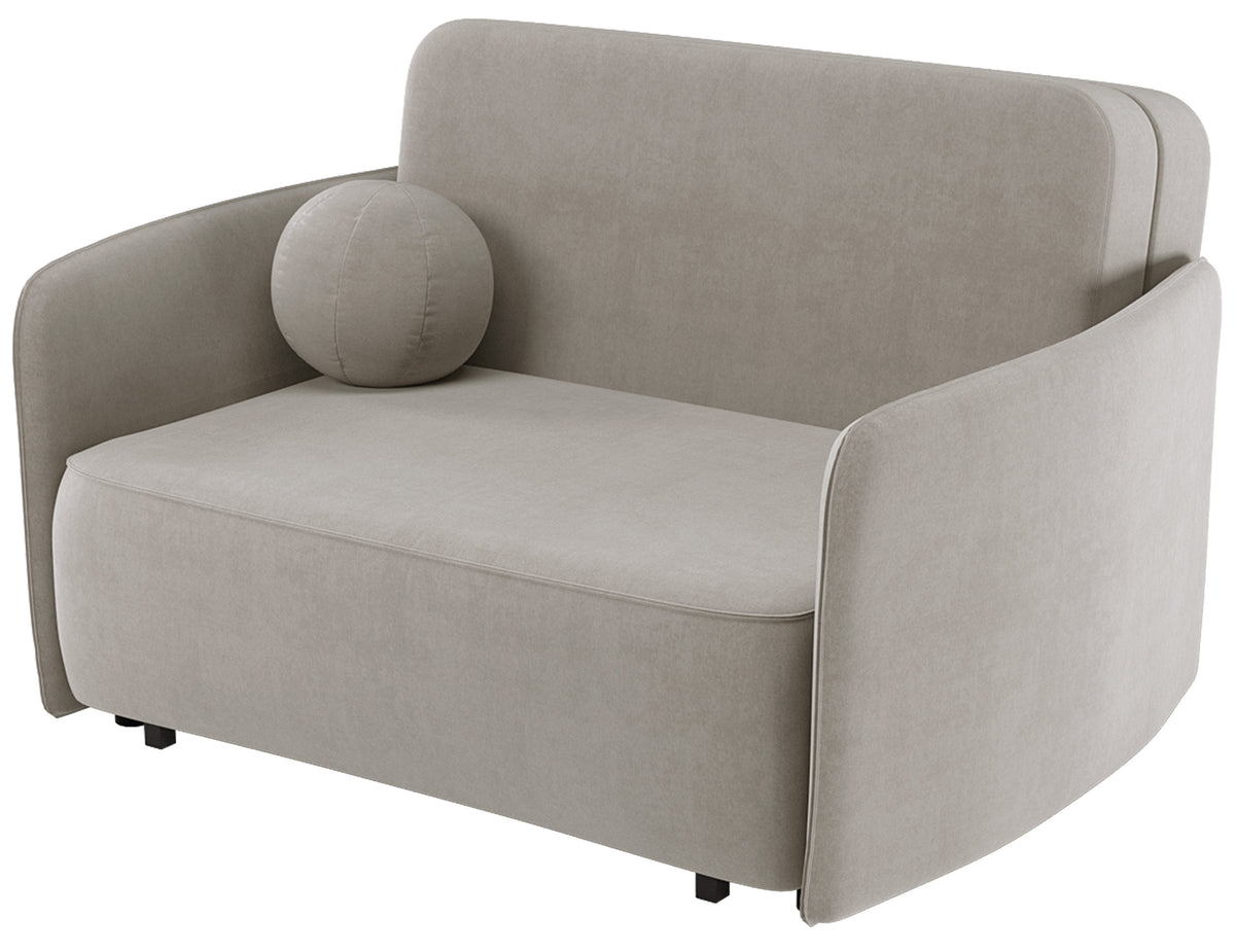 Canapé-lit deux places Paxi 145 cm avec coffre de rangement, chenille beige clair