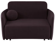 Canapé convertible deux places Paxi 145 cm avec coffre, velours chenille prune