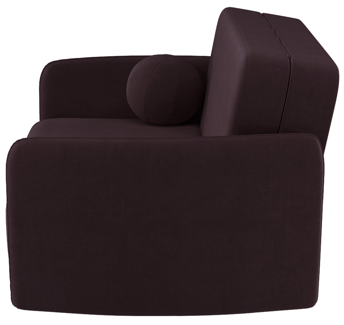 Canapé convertible deux places Paxi 145 cm avec coffre, velours chenille prune