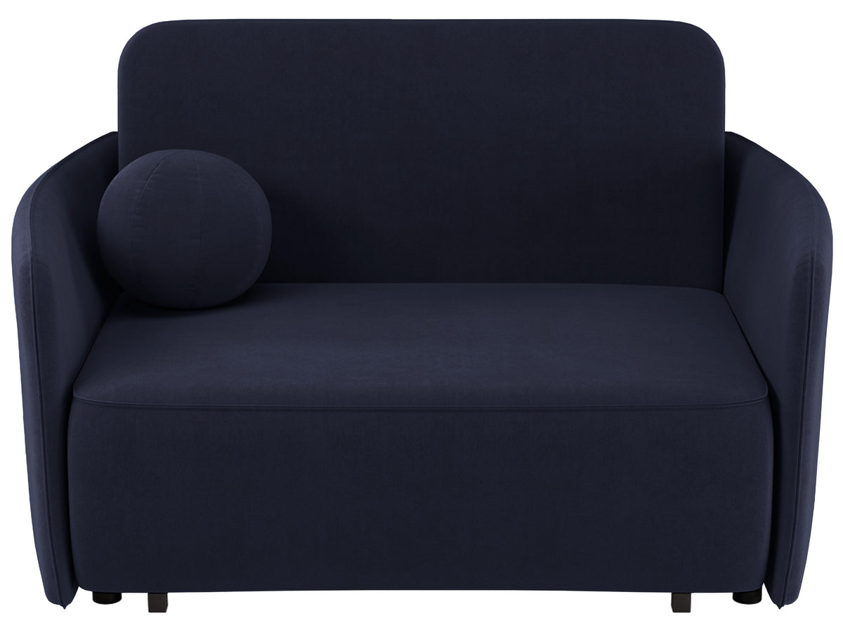 Canapé convertible 2 places Paxi 145 cm avec coffre de rangement en chenille bleu marine