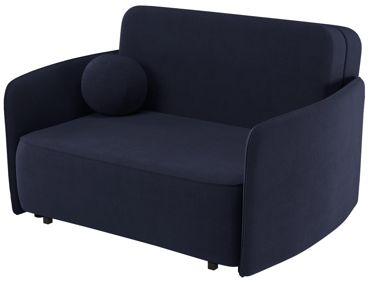 Canapé convertible 2 places Paxi 145 cm avec coffre de rangement en chenille bleu marine