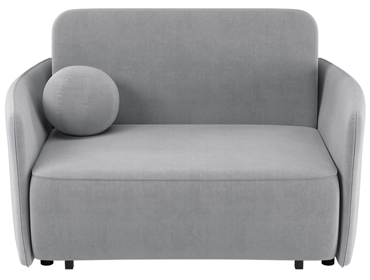 Ausziehbares Zweisitzer-Sofa Paxi 145 cm mit Stauraum, hellgrauer Chenille-Bezug