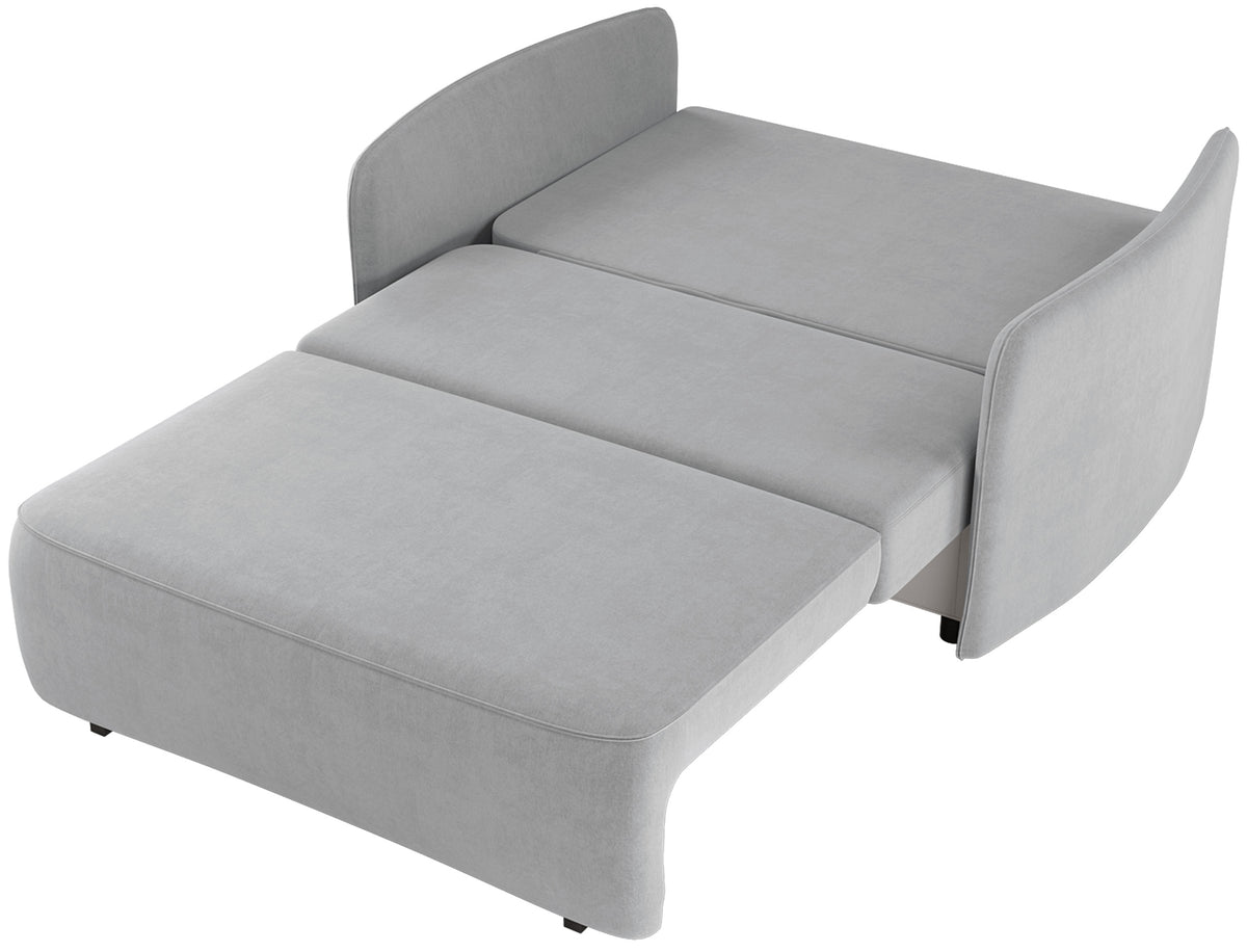 Canapé-lit deux places Paxi 145 cm avec coffre, tissu chenille gris clair