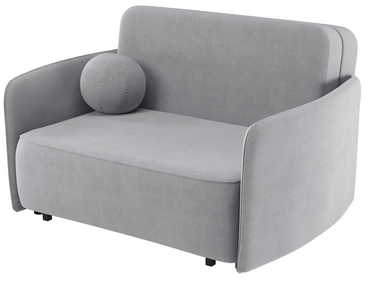 Canapé-lit deux places Paxi 145 cm avec coffre, tissu chenille gris clair