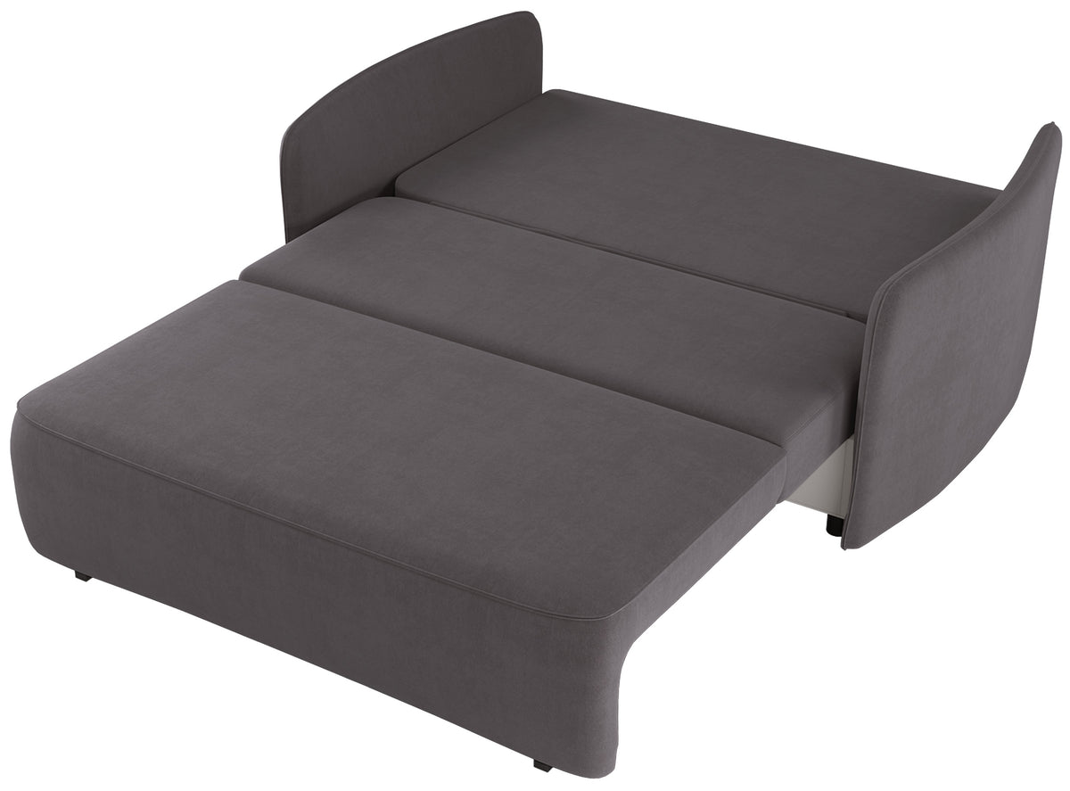 Ausziehbares 2-Personen-Sofa Paxi 165 cm mit Stauraum, grau-braunes Chenille